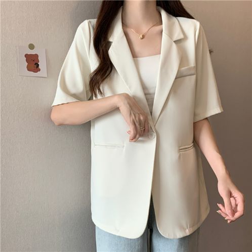 Lightweight Women's Summer Blazer Korean Style Casual Suit Jacket_voghion.com