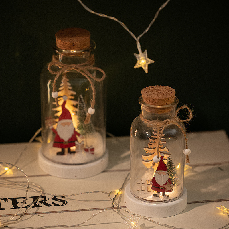 Nuevos productos transfronterizos de vidrio luminoso lámpara de noche cuerda de cáñamo para los ancianos regalos de escritorio decoración de colgante de micro paisaje