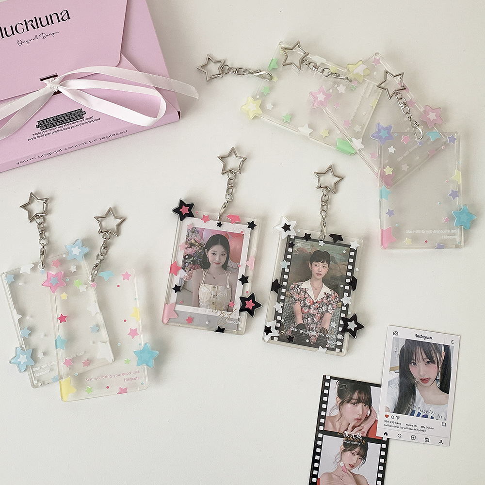 Hisocute tarjeta de estrella de color de tres pulgadas colgantes de pantalla de colgantes de tarjeta pequeña bolsa colgante