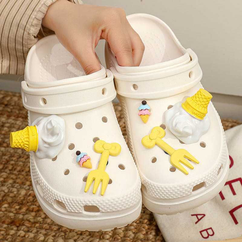 Cave Shoes Women's Summer DIY Ice Cream Baotou Sandals and Slippers Women's Fun Summer Outer Wear Beach Non-slip All-match Sandals