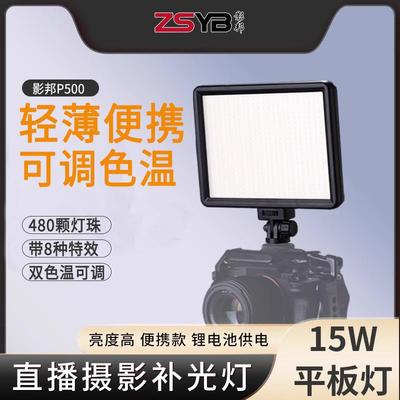 影邦P500双色温平板灯摄影摄像补光灯便携户外人像夜景视频拍摄
