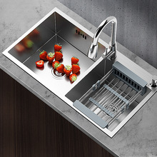 批发号尺寸加厚手工304不锈钢水槽家用洗菜盆双槽商用厨房洗碗槽