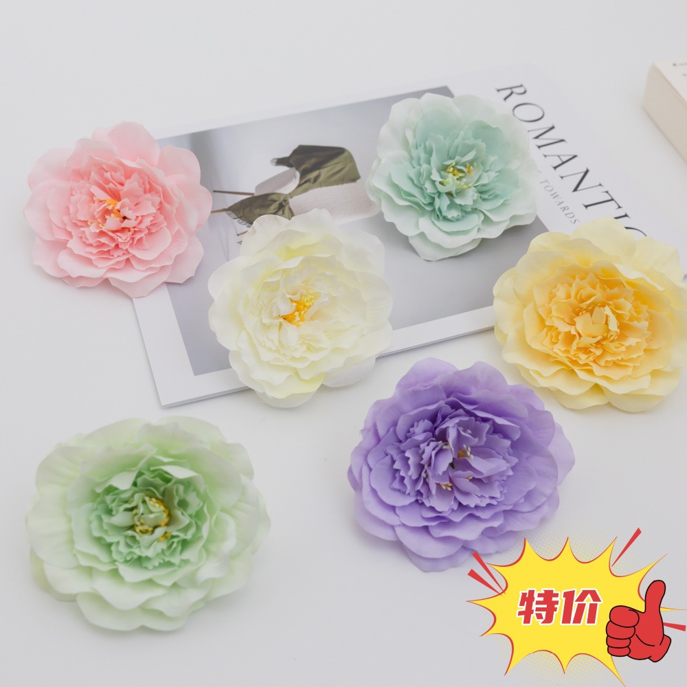 Simulation Tang style peony flower head diy hairpin flower headdress material antique Chinese clothing decoration fake flower rose with flower