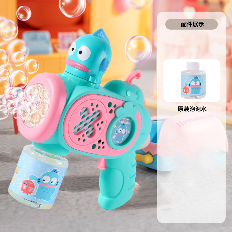 Máquina de burbujas Sanrio nueva máquina de burbujas eléctrica de mano genuina muñeca de red de burbujas pistola de burbujas juguetes al aire libre