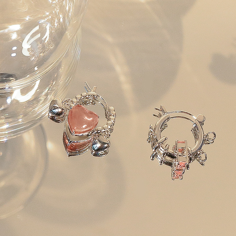 Fashion Heart Shape Alloy Plating Rhinestones Womenu0027S Earrings 1 Pair