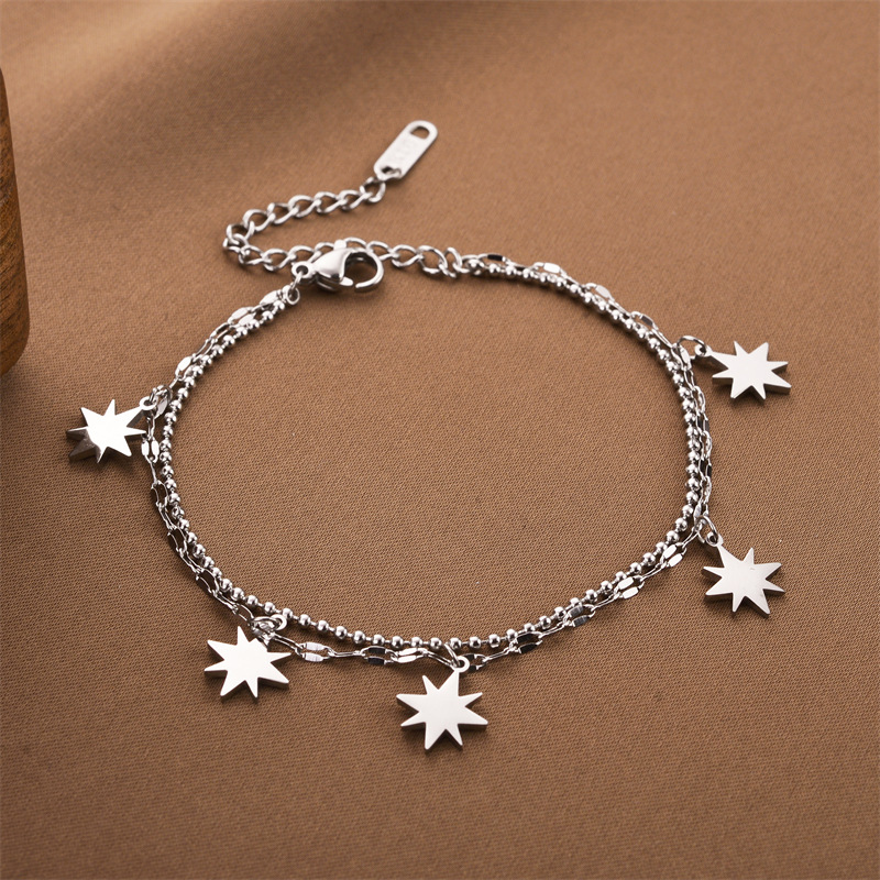 Joyas transfronterizas europeas y americanas Pulsera de acero de titanio de todo fósforo Versión coreana del temperamento bohemio Pulsera de acero de titanio que no se desvanece Joyería femenina