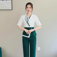 A9089春夏新款足疗技师工作服女沐足店SPA养生会所套装足浴工装