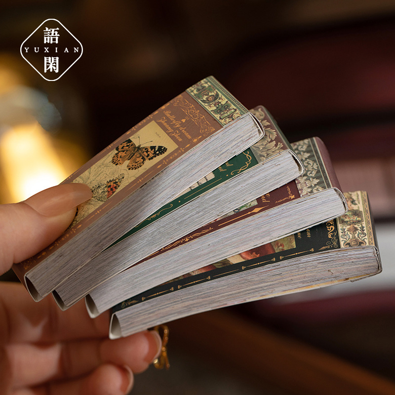 Yuxian hei pegatinas de papel este mes tejido serie anterior retro artístico diario material pegatinas decorativas 6