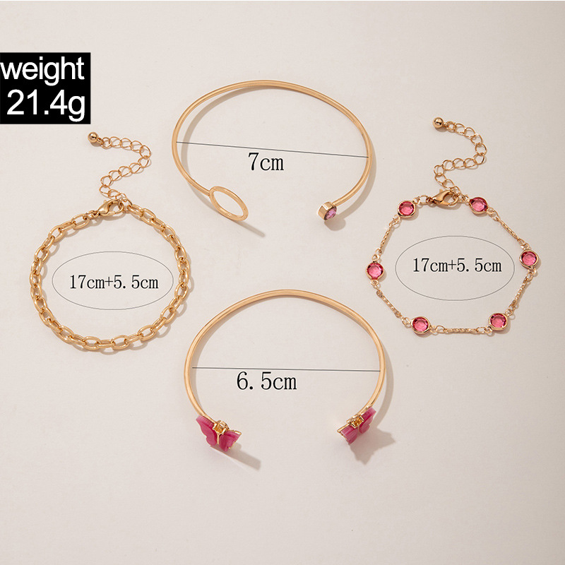 26g Weight Artificial Gemstones, Rhinestones Inlay Material Wholesale Jewelry Casual Japanese Style Round Butterfly Alloy Artificial Gemstones Rhinestones Plating Inlay Bracelets