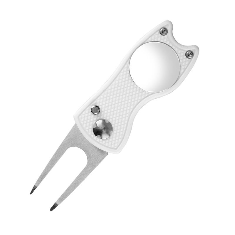 Accesorios de Golf en Existencia, Herramientas para Exteriores, Tenedor Plegable para Green, Acero Inoxidable, Mango de Plástico ABS, Tenedor para Reparación de Césped