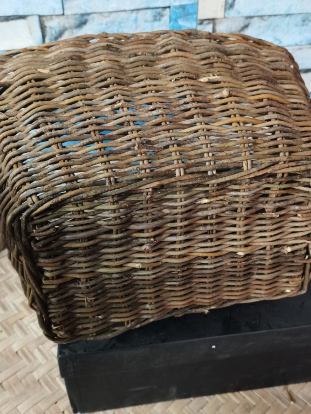 Cesta de almacenamiento de caña Jardín de comestibles hecha a mano caña trenzada cesta de flores cocina retro cesta de frutas cesta de picnic