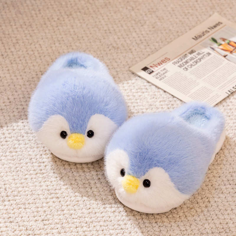 冬の新型のかわいい柔らかい萌えのペンギンのスリッパの家庭の厚い底の室内の保温のカップルの項のペンギンの毛羽立ちの靴|undefined