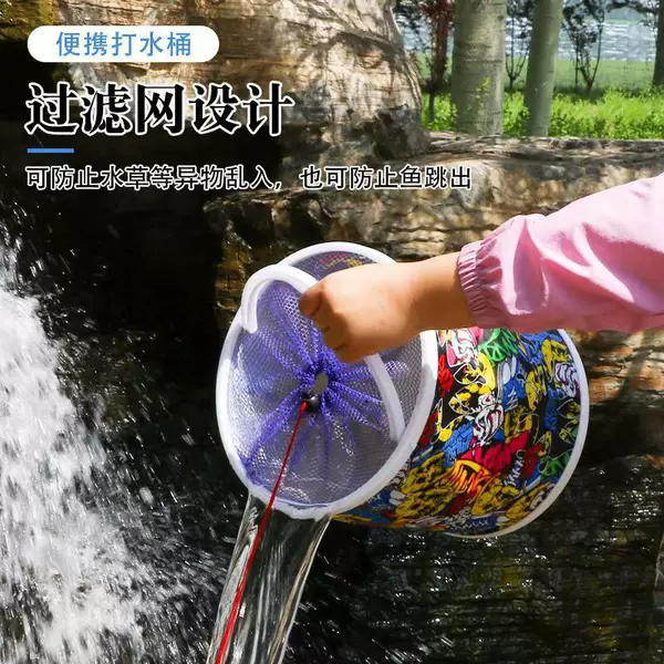 Bucket Retractable Outdoor Multifunctional Fishing Bucket Portable Bucket with Rope Oxford Cloth Thickened Fish Bucket for Car Washing
