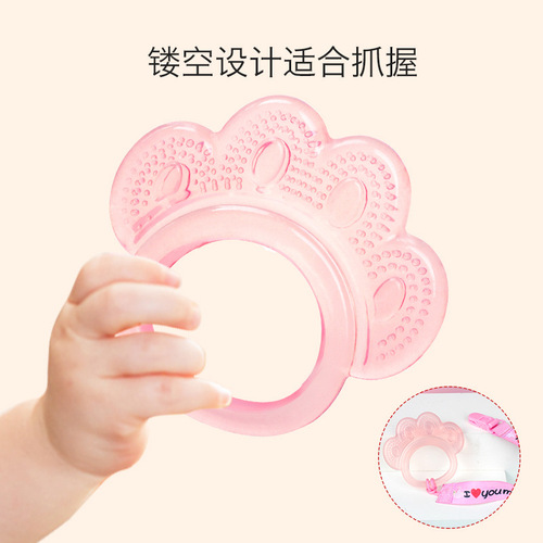 Baby teether toy children's food grade silicone bear paw teether bite music silicone molar stick with storage box