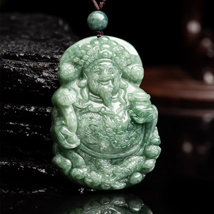 Natural jadeite A goods bean green god of wealth pendant tongcai ice jade jade pendant men's and women's pendant Yu Pei Sihui jade wholesale