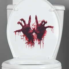 Foreign Trade Halloween Thrilling Horror Bloody Hand Bathroom Toilet Sticker Home Decor Wall Sticker Decal Self Adhesive Wholesale Cross-border