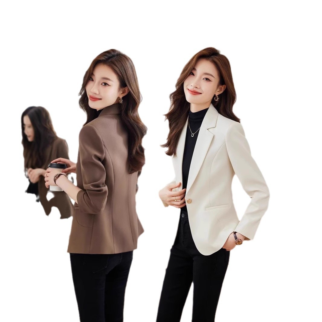 Brown Blazer 2024 New Fashion Style, Elegant Short Casual Suit Jacket For Petite Individuals_voghion.com