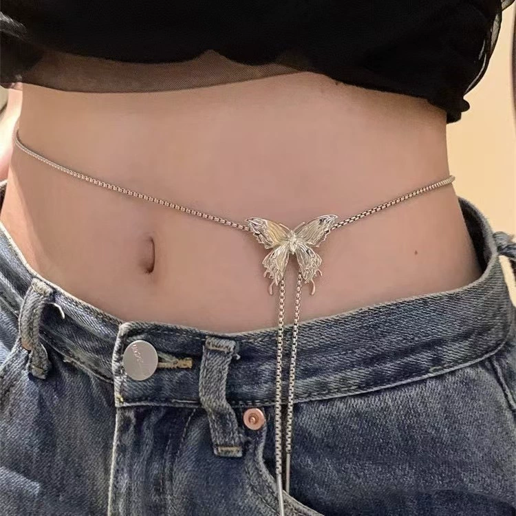 Ожерелье с подвеской-бабочкой, регулируемая цепочка, демисезонный легкий люксовый аксессуар для сумки/ключей