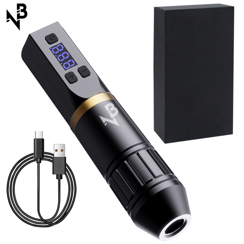 Tattoo Pen Set Wireless Power Supply Motor Machine Tattoo Rocket Short Pen Complete Set for Students Beauty Makeup Cross-Border Wholesale