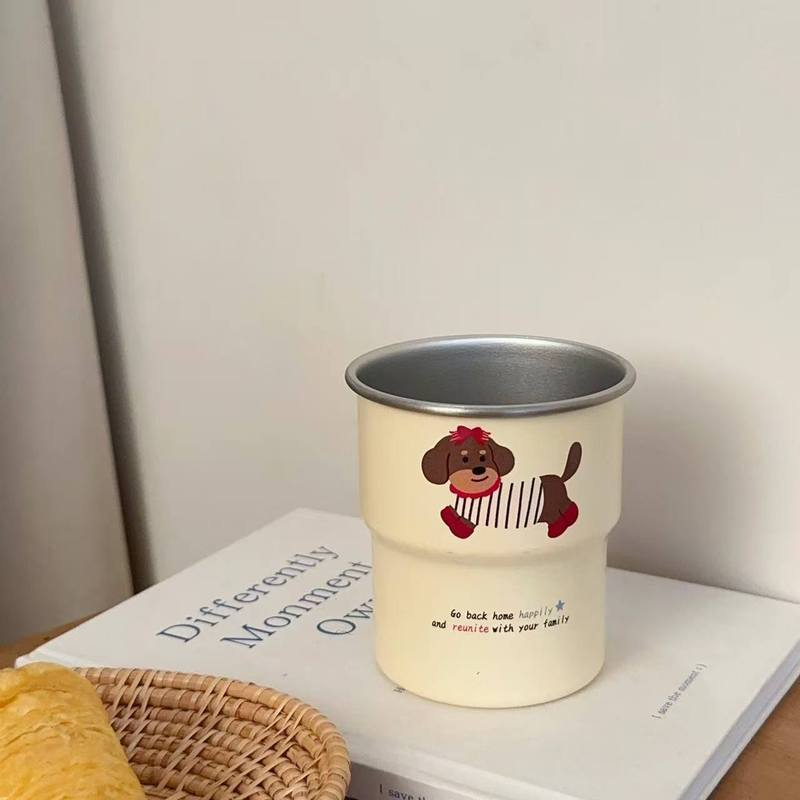自制可爱腊肠小狗漱口杯高颜值卡通情侣家用牙刷杯不锈钢牙杯牙具|undefined