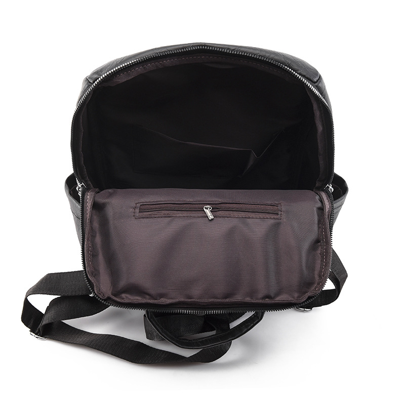 Mochila transfronteriza para mujer 2024 nuevo estilo de cuero suave de gran capacidad mochila de computadora retro de color sólido mochila escolar de moda