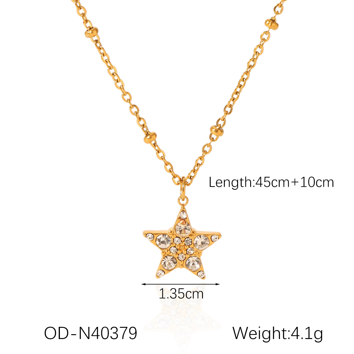 Women's Gender Wholesale Jewelry Retro Classic Style Star Moon Water Droplets Titanium Steel 18K Gold Plated Cable Chain Pendant Necklace