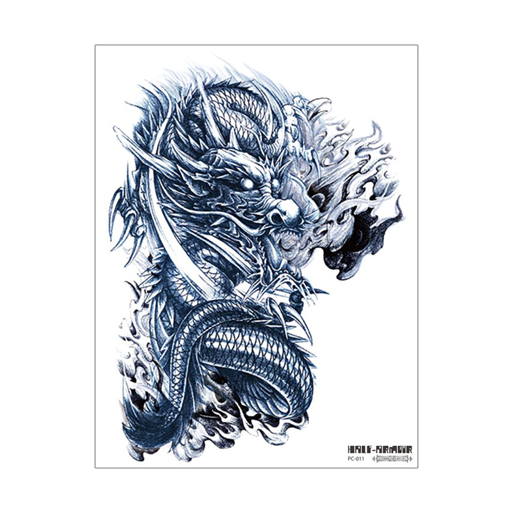 Ruika dragón tatuaje pegatinas impermeable hombres y mujeres sobre el hombro dragón pecho fresco de larga duración tatuaje pegatinas tatuaje