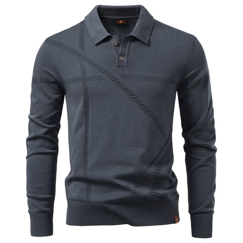 2025 Autumn and Winter New European Size Men's Business Casual Knitwear Jacquard Lapel Knitwear Men's Tops Polo Shirt Men 2025 Autumn and Winter New European Size Men's Business Casual Knitwear Jacquard Lapel Knitwear Men's Tops Polo Shirt Men
