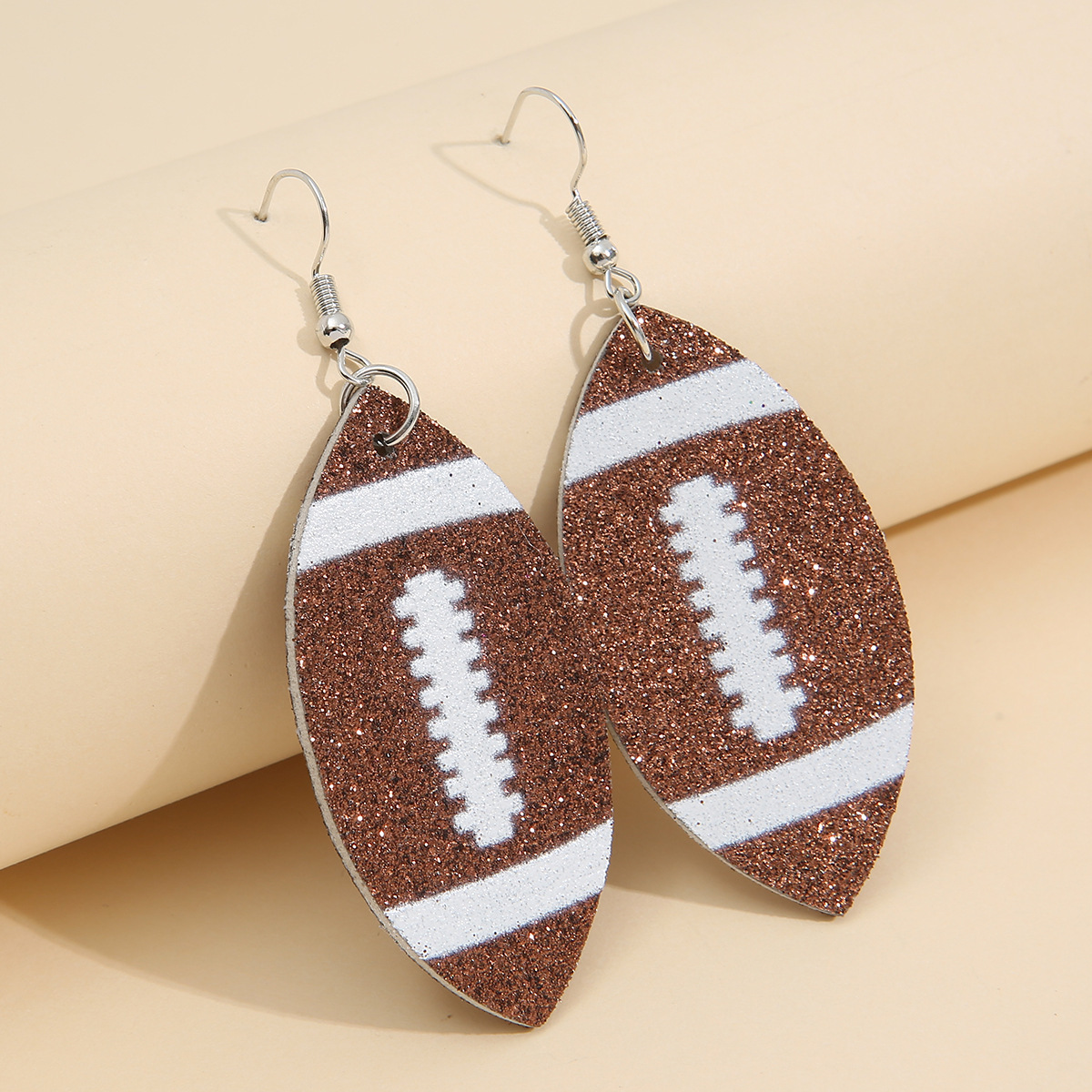 Creative Rugby Sequin Glitter Color Leather Earrings Wholesale Nihaojewelry display picture 1