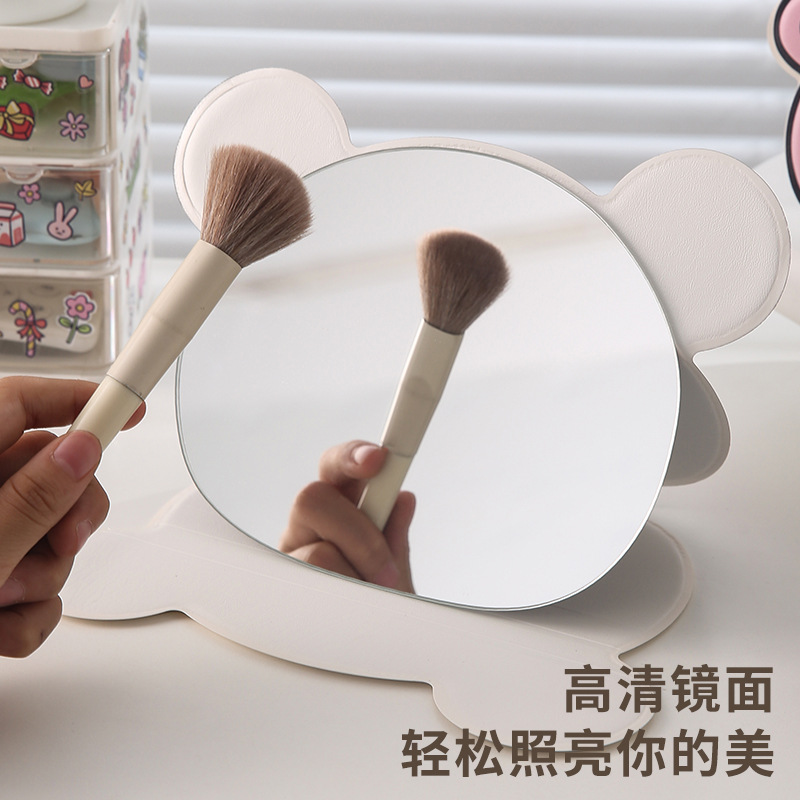 Cute oso plegable espejo de maquillaje portátil HD espejo de escritorio de maquillaje de estudiantes de niña corazón de dibujos animados espejo de maquillaje