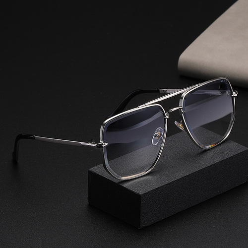 Fashionable double bridge sunglasses for men, UV protection for driving, diamond cut edge sunglasses for women, European and American cross-border wholesale
