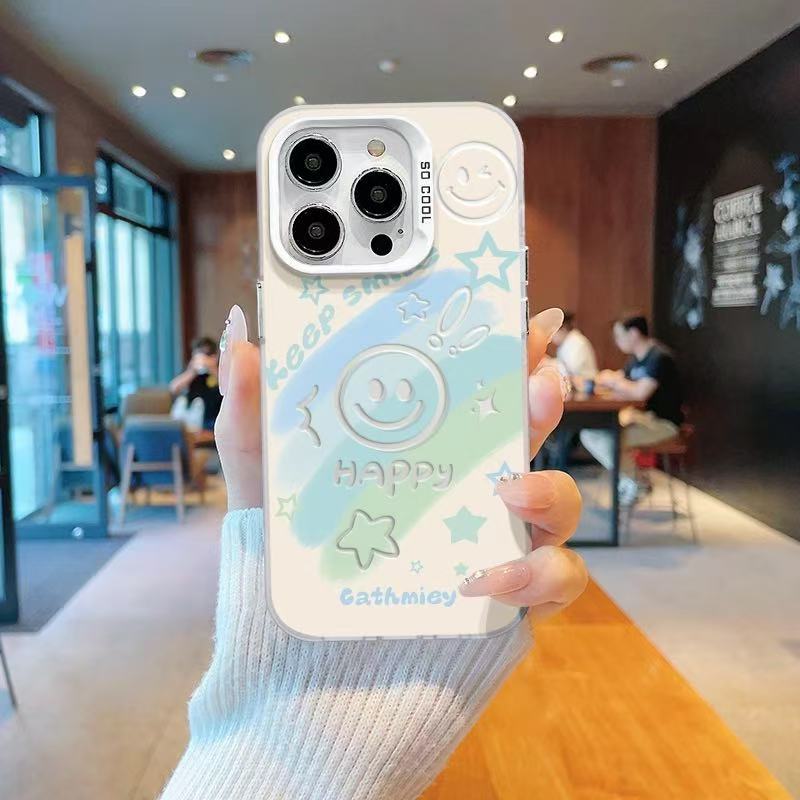 La nueva cara sonriente de la marca de moda se aplica a la funda del teléfono móvil iphone16 Apple 15promax/14 Europa y América 13pro1 2/11x