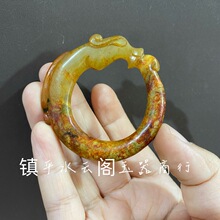 古玩杂项仿古扳指雕工玉龙戒指 岫玉仿古玉扳指玉指龙圈环批发