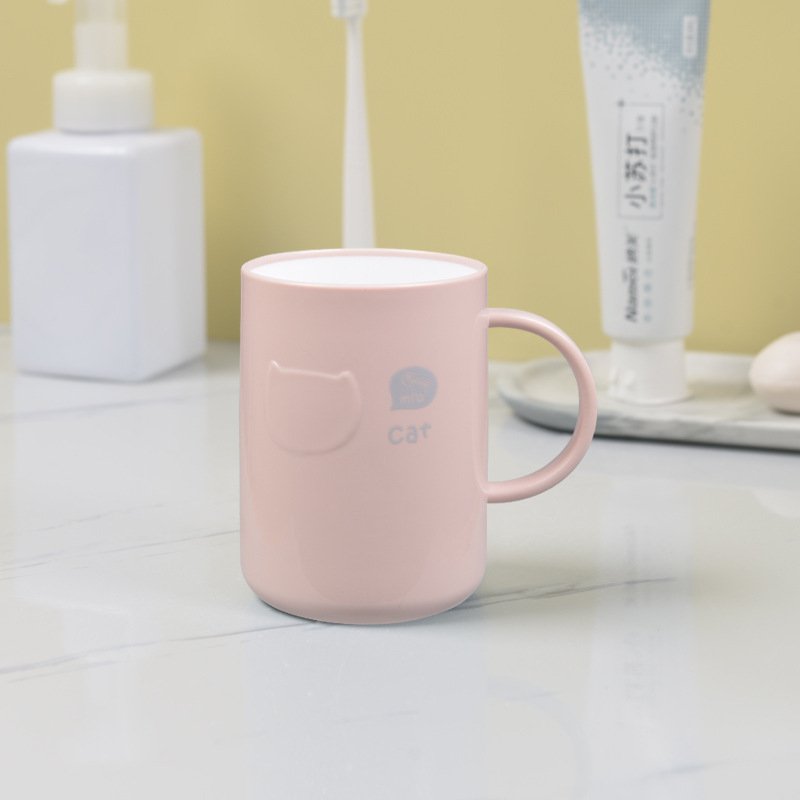 Taza de lavado simple, taza de enjuague de plástico, taza de lavado de pareja doméstica, taza de cepillo de dientes con mango fresco y crema
