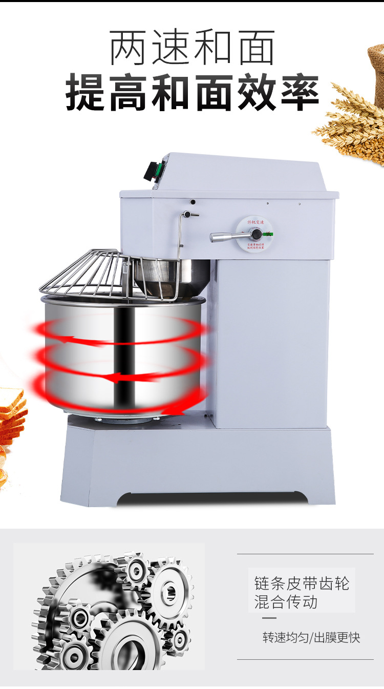 Lifeng Teigknetmaschine Gastro H20FH30F Doppelbewegung Doppelgeschwindigkeit Aktive Teigmaschine 25 kg große Teigkneter Teigmischer