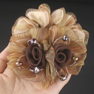 Korean Style Flower Hair Rope Elegant Large Intestine Hair Ring Summer Mesh Flower Hair Strap Hair Strap Advanced Style Hair Headwear for Women