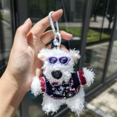 パイロット漫画ウエストハイランドかわいい犬バッグペンダントキーホルダーガールフレンドギフト人形人形車のペンダント