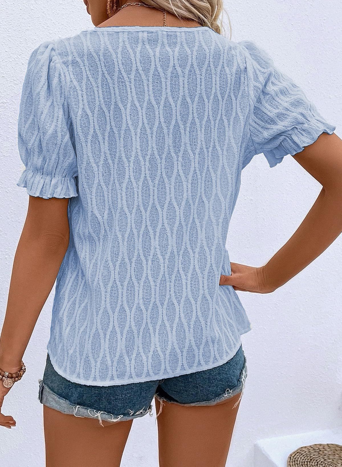 Women's T-shirt Short Sleeve T-Shirts Jacquard Vacation Solid Color display picture 4