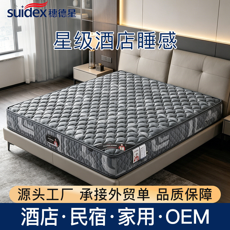 High Resilience Sponge Spring Mattress, Anti-Mite and Anti-Spine Compression Breathable Spring Mattress for Home, Hotel, and Guesthouses