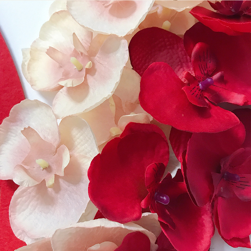 Decoración de la habitación de la boda mariposa orquídea salón florero decoración de flores artificiales de alto grado Puerta de fondo accesorios de pared