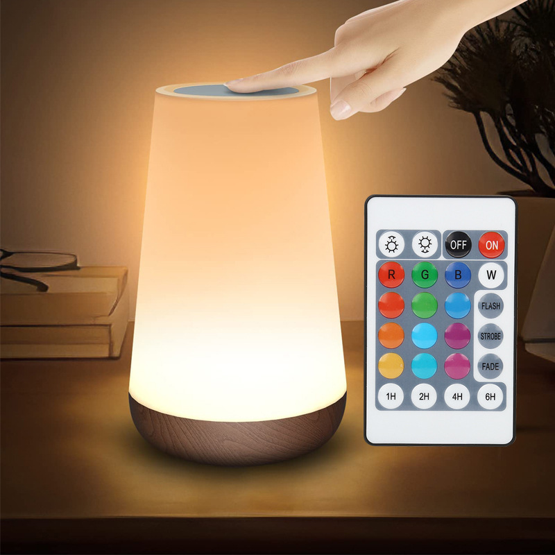 Control remoto creativo, luz nocturna táctil de grano de madera, luz de escritorio, luz de noche de dormitorio, luz ambiental de 13 colores, estilo caliente de Amazon