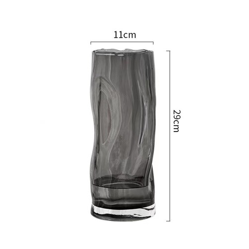 Light luxury Nordic creative living room decorations pleated vase straight glass vase flower arrangement water rose rose lily home use