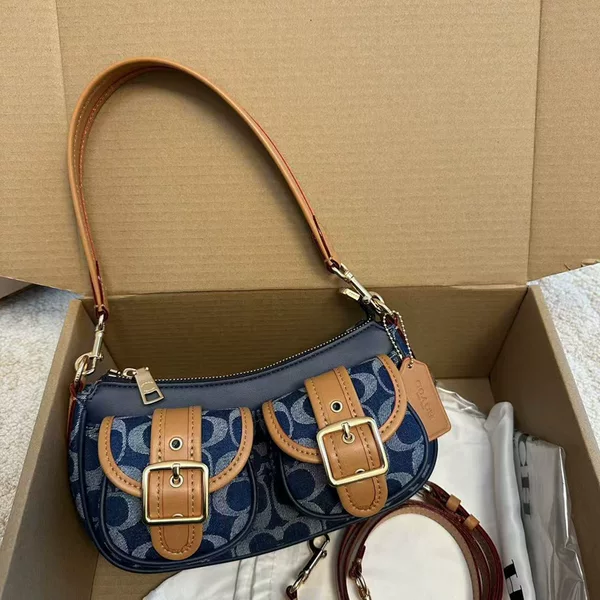 Coach's new women's bag Soho vintage underarm bag Ashton biker baguette glasses bag shoulder crossbody mahjong bag