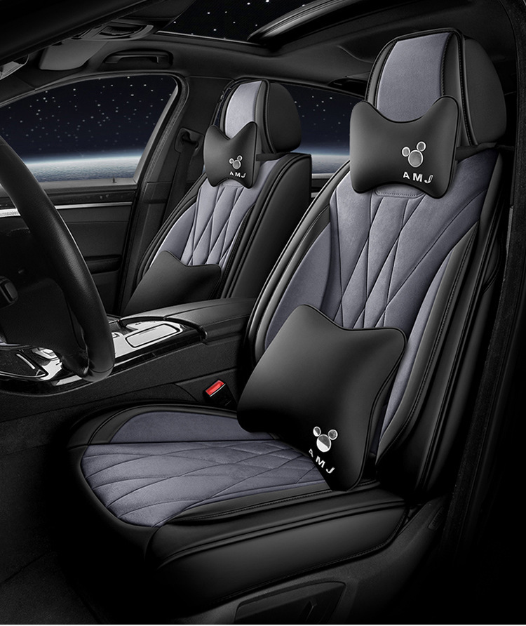 Five-Seater Universal Suede Leather Car Seat Cushion, Fully Enclosed, Wear-Resistant and Comfortable, Universal Car Seat Cover for All Seasons
