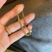 小红书抖音爆款红爱心手链2024新款高级轻奢精致设计个性百搭手饰