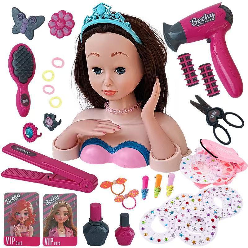Modelo de media longitud muñeca juguete para niños secador de pelo traje de maquillaje trenzado de pelo cross-border play House Girl Doll