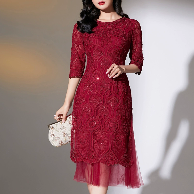 Шэньчжэньская брендовая модная женская одежда средних лет больших размеров 2022, весенне-летнее свадебное платье, теща, платье для матери оптом