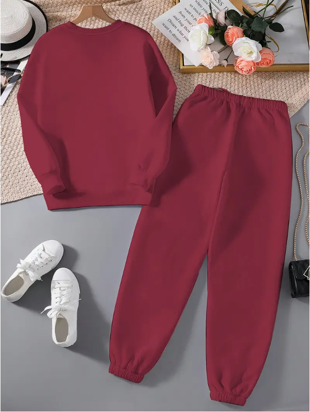 Women's Fleece Lined Sports Set Bow Print Casual Top Drawstring Jogging Pants Autumn Winter European American Style Print_ecoleips.com