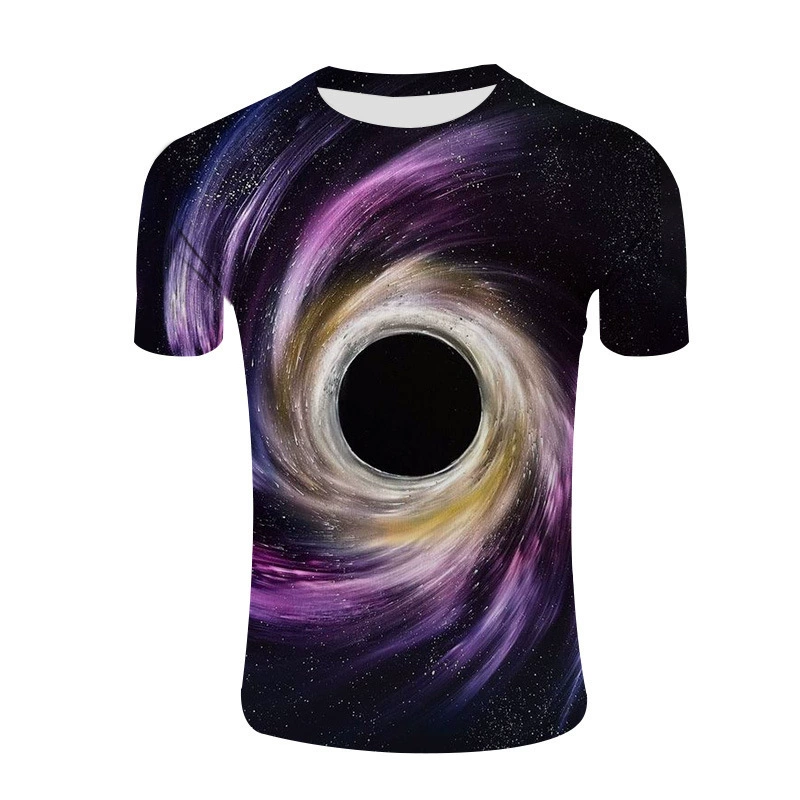 AliExpress Amazon Подростковая Летняя мужская футболка с круглым вырезом и 3D цифровым принтом, черная свободная мультяшная фигурка с дырками