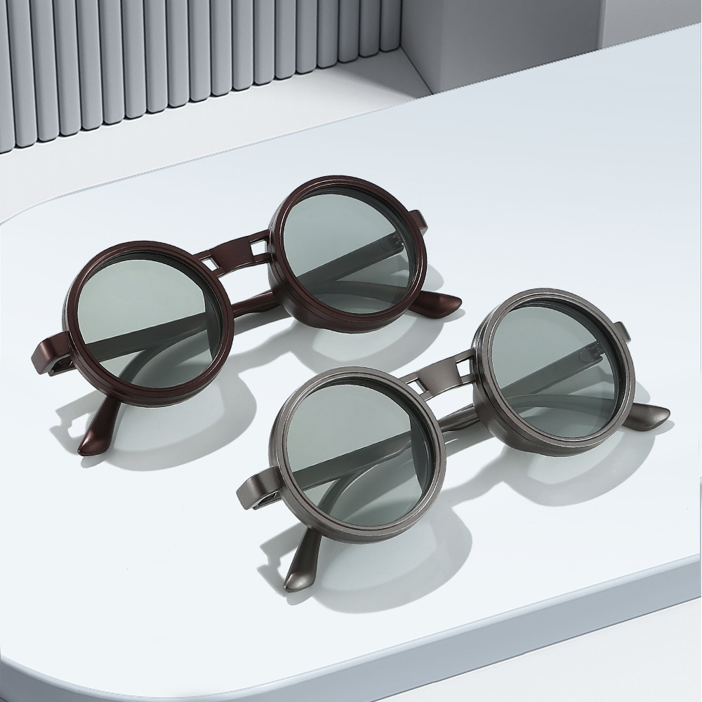 2025 Neue Sonnenbrille im kleinen runden Stil, modische Sonnenbrille mit individueller Persönlichkeit, manuell verstellbar, ideal für Outdoor-Aktivitäten wie Angeln, Großhandel, Trend Cross_voghion.com